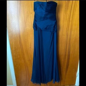 White By Vera Wang Navy Blue Chiffon Dress
